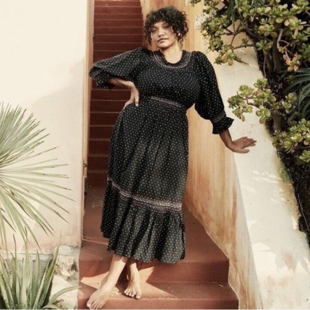 Dôen Marina Dress Black with Multicolor Embroidery Size S